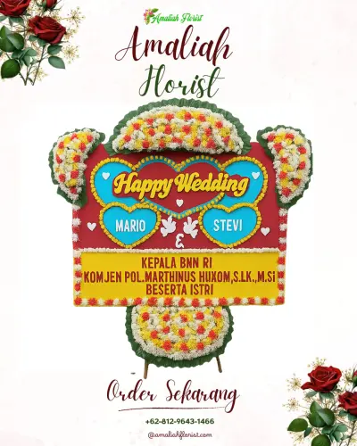 Karangan Papan Bunga Pernikahan di Pringombo